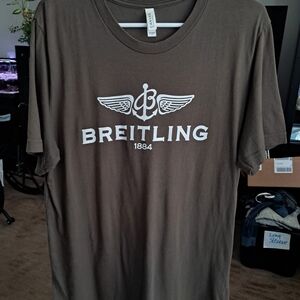 Breitling Men's Dark Brown Tee with Logo